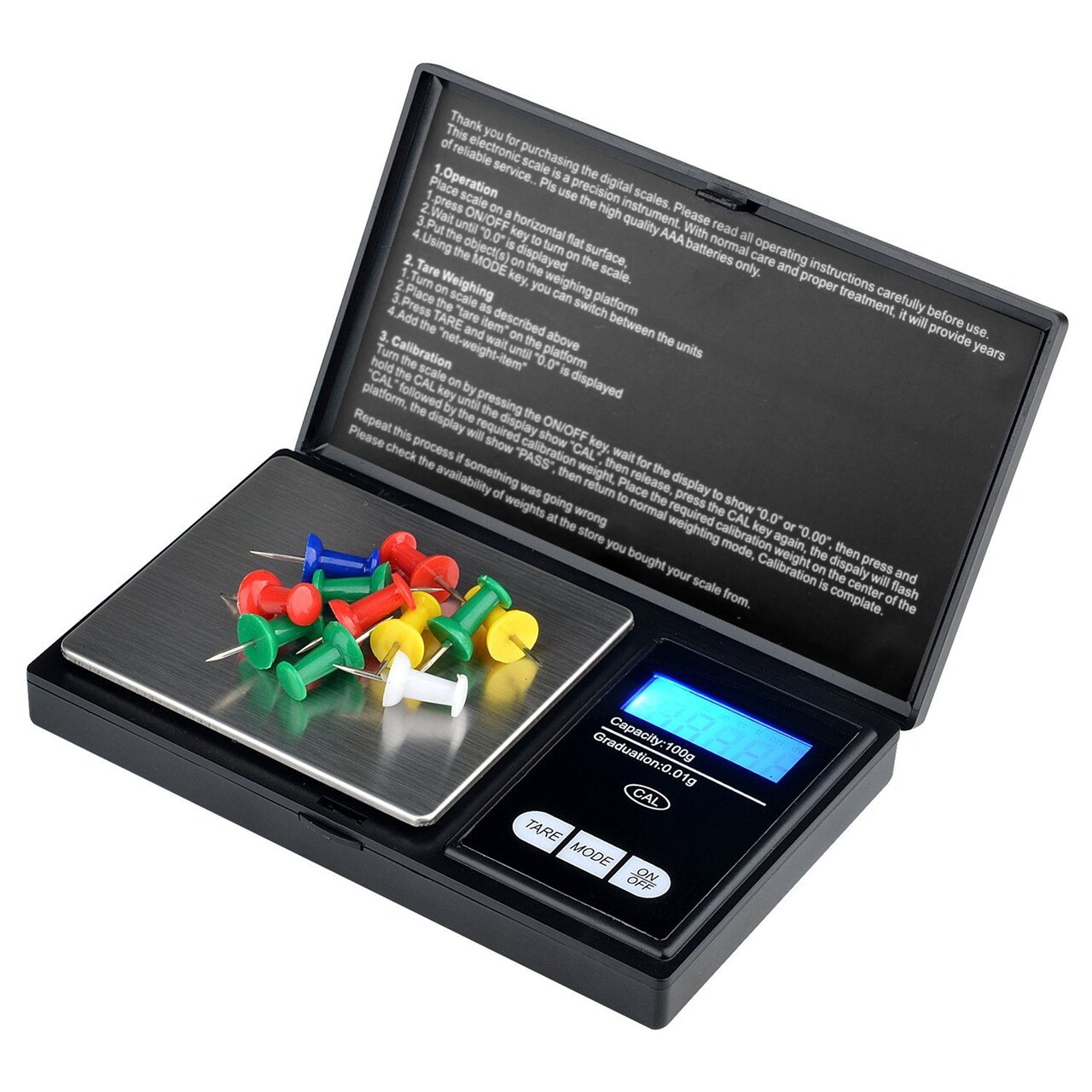 Insten Small Digital Scale .01 gram to 100g Digital Jewelry Scale High Precision for Jewelry Gold Silver Coin Mail Weighting (Stainless Steel Salver) (Support: g oz ozt dwt ct gn)